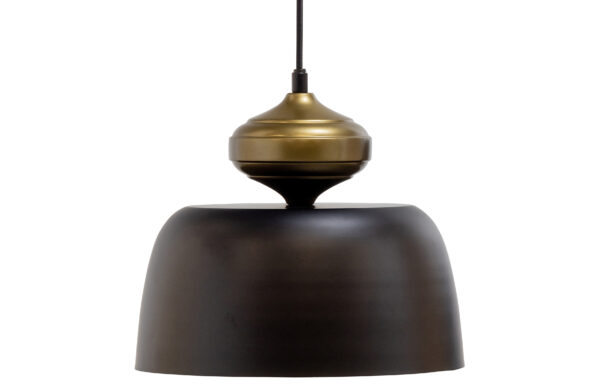 WOOOD EXCLUSIVE Linne loftlampe, rund - messing og sort metal (Ø31)