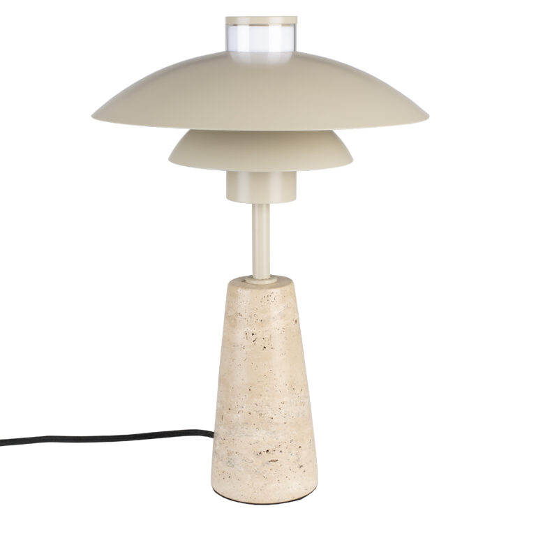 ZUIVER Cole bordlampe - beige metal og beige travertin