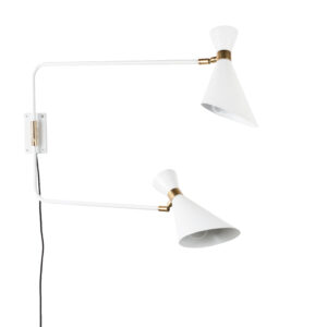 ZUIVER Shady Dobbelt væglampe - hvid metal